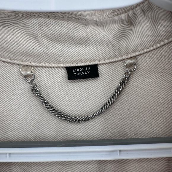 Allsaints Cream Lia Mac Trench Coat Duster Womens M Button Front Double Breasted - Picture 13 of 14